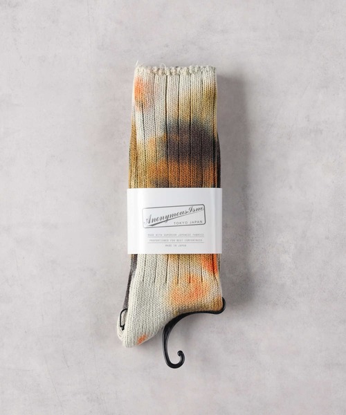 Right-on（ライトオン）の「【ANONYMOUSISM】ダッシュダイクルー（ソックス/靴下・メンズ・グリーン/オフホワイト/オレンジ・フリー）」の6枚目の写真