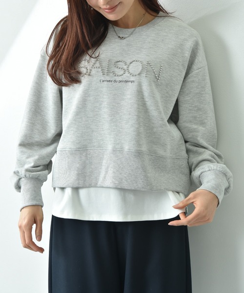 INTERPLANET（インタープラネット）の「スタッズロゴショートプルオーバー（スウェット・レディース・ダークブラウン/アイボリー/オートミール・FREE）」の6枚目の写真