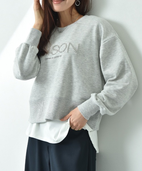 INTERPLANET（インタープラネット）の「スタッズロゴショートプルオーバー（スウェット・レディース・ダークブラウン/アイボリー/オートミール・FREE）」の8枚目の写真