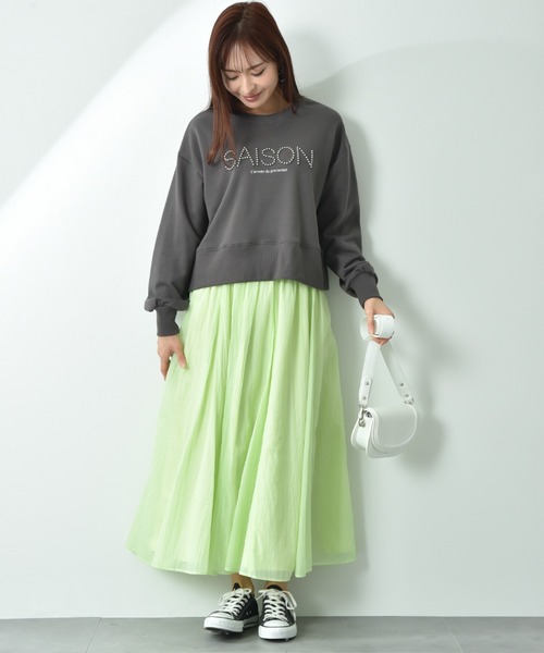 INTERPLANET（インタープラネット）の「スタッズロゴショートプルオーバー（スウェット・レディース・ダークブラウン/アイボリー/オートミール・FREE）」の13枚目の写真