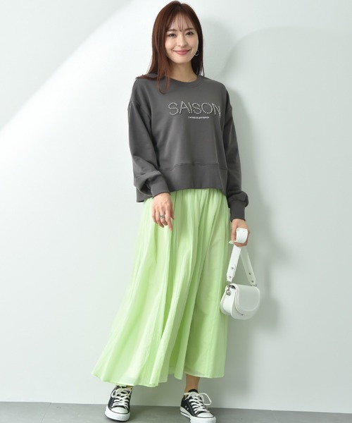 INTERPLANET（インタープラネット）の「スタッズロゴショートプルオーバー（スウェット・レディース・ダークブラウン/アイボリー/オートミール・FREE）」の14枚目の写真