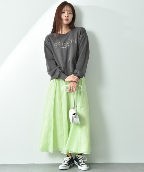 INTERPLANET（インタープラネット）の「スタッズロゴショートプルオーバー（スウェット・レディース・ダークブラウン/アイボリー/オートミール・FREE）」の15枚目の写真