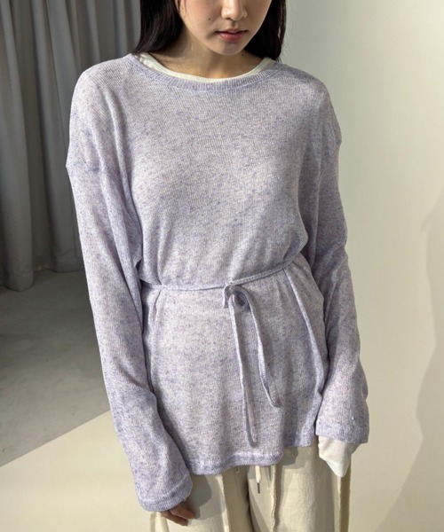 FUULLY STUDIO(フーリィーステューディオ)の「バッグオープンシアールーズトップス(Tシャツ/カットソー・レディース・パープル/ライトグレー/オフホワイト/ブラック・FREE)」の4枚目の写真