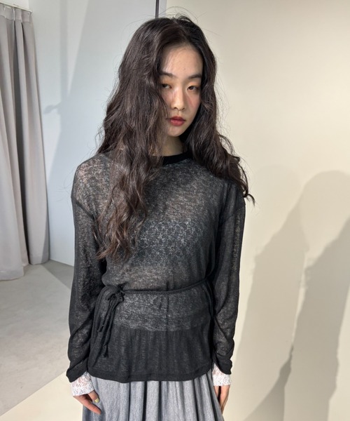 FUULLY STUDIO(フーリィーステューディオ)の「バッグオープンシアールーズトップス(Tシャツ/カットソー・レディース・パープル/ライトグレー/オフホワイト/ブラック・FREE)」の3枚目の写真