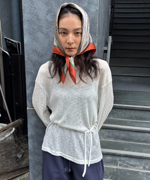 FUULLY STUDIO(フーリィーステューディオ)の「バッグオープンシアールーズトップス(Tシャツ/カットソー・レディース・パープル/ライトグレー/オフホワイト/ブラック・FREE)」の9枚目の写真