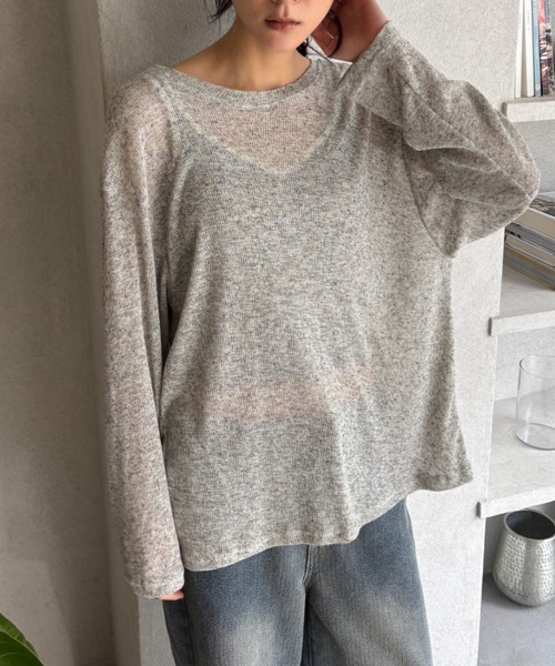FUULLY STUDIO(フーリィーステューディオ)の「バッグオープンシアールーズトップス(Tシャツ/カットソー・レディース・パープル/ライトグレー/オフホワイト/ブラック・FREE)」の13枚目の写真