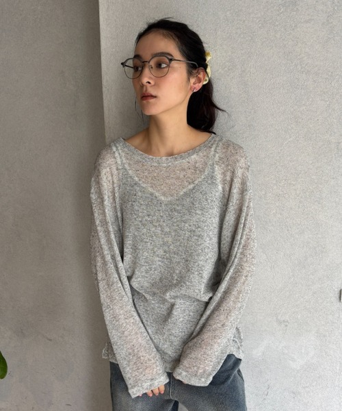 FUULLY STUDIO(フーリィーステューディオ)の「バッグオープンシアールーズトップス(Tシャツ/カットソー・レディース・パープル/ライトグレー/オフホワイト/ブラック・FREE)」の12枚目の写真