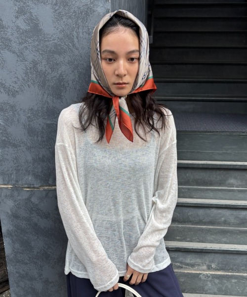 FUULLY STUDIO(フーリィーステューディオ)の「バッグオープンシアールーズトップス(Tシャツ/カットソー・レディース・パープル/ライトグレー/オフホワイト/ブラック・FREE)」の5枚目の写真