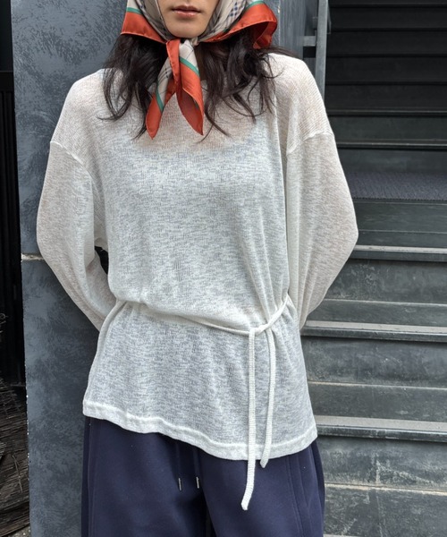 FUULLY STUDIO(フーリィーステューディオ)の「バッグオープンシアールーズトップス(Tシャツ/カットソー・レディース・パープル/ライトグレー/オフホワイト/ブラック・FREE)」の10枚目の写真