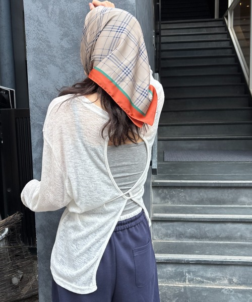 FUULLY STUDIO(フーリィーステューディオ)の「バッグオープンシアールーズトップス(Tシャツ/カットソー・レディース・パープル/ライトグレー/オフホワイト/ブラック・FREE)」の11枚目の写真