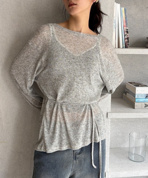 FUULLY STUDIO(フーリィーステューディオ)の「バッグオープンシアールーズトップス(Tシャツ/カットソー・レディース・パープル/ライトグレー/オフホワイト/ブラック・FREE)」の18枚目の写真