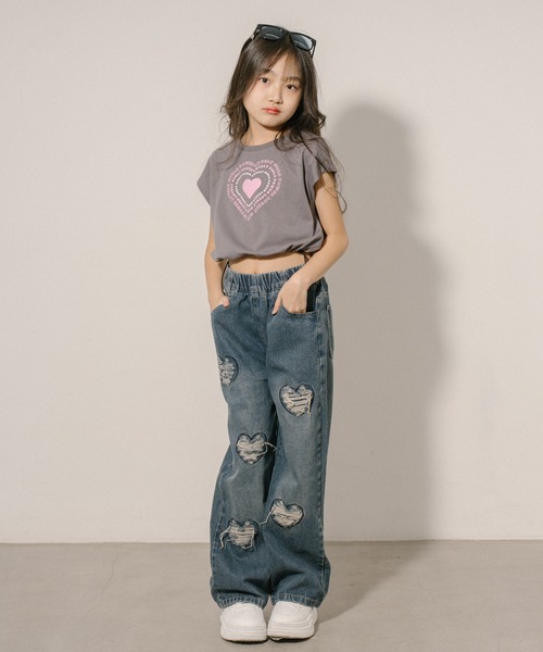 SILENT AND ダメージハートキーデニム　andwang SILENT AND ダメージハートキーデニム andwang SILENT AND ダメージ