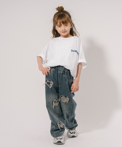 URBAN CHERRY（アーバンチェリー）の「ハートダメージデザインストレートデニムパンツ（デニムパンツ・キッズ・ブルー・130cm/140cm/150cm/120cm/110cm）」の21枚目の写真