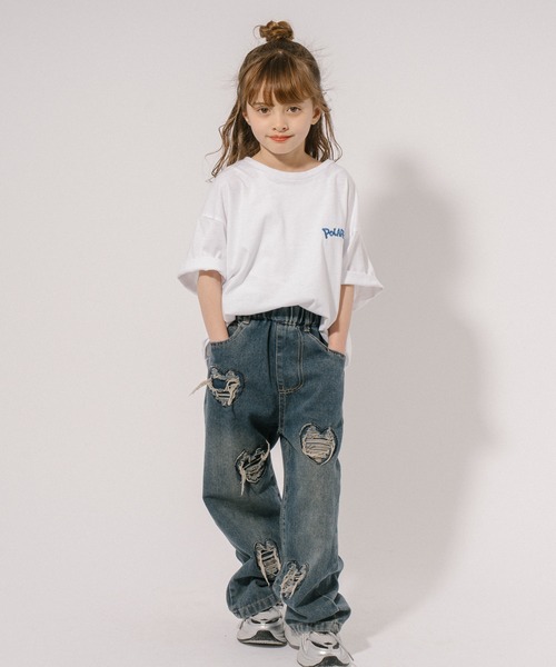 URBAN CHERRY（アーバンチェリー）の「ハートダメージデザインストレートデニムパンツ（デニムパンツ・キッズ・ブルー・130cm/140cm/150cm/120cm/110cm）」の22枚目の写真
