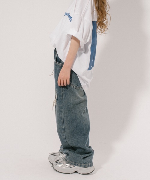 URBAN CHERRY（アーバンチェリー）の「ハートダメージデザインストレートデニムパンツ（デニムパンツ・キッズ・ブルー・130cm/140cm/150cm/120cm/110cm）」の13枚目の写真