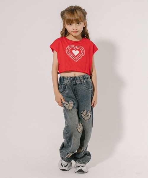 URBAN CHERRY（アーバンチェリー）の「ハートダメージデザインストレートデニムパンツ（デニムパンツ・キッズ・ブルー・130cm/140cm/150cm/120cm/110cm）」の16枚目の写真