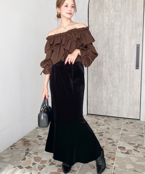 セール】マーメイドフレアベロアスカート（スカート）｜LOULOU