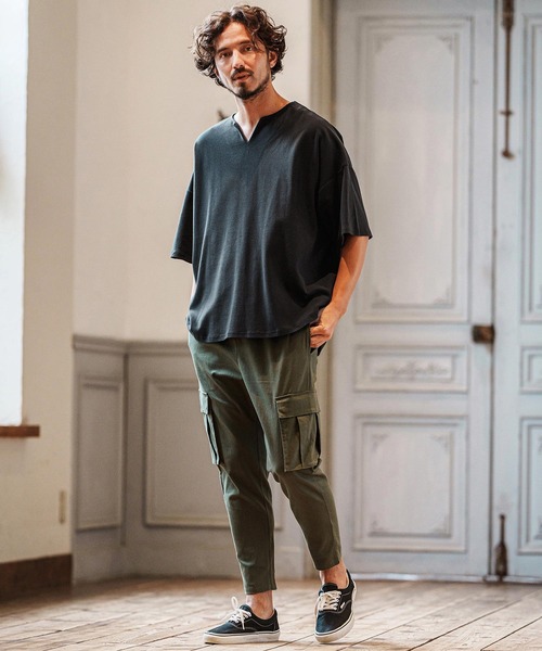 CAMBIO(カンビオ)の「mt9419- Span Fraise Short Sleeve Key Neck Cut Sew カットソー(Tシャツ/カットソー・メンズ・ホワイト/ブラック/チャコール・S/M/L)」の14枚目の写真