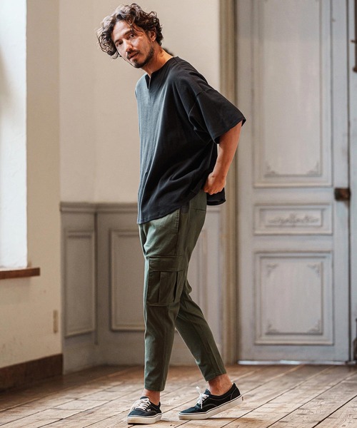 CAMBIO(カンビオ)の「mt9419- Span Fraise Short Sleeve Key Neck Cut Sew カットソー(Tシャツ/カットソー・メンズ・ホワイト/ブラック/チャコール・S/M/L)」の13枚目の写真