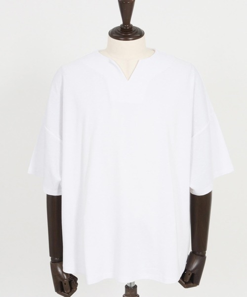 CAMBIO(カンビオ)の「mt9419- Span Fraise Short Sleeve Key Neck Cut Sew カットソー(Tシャツ/カットソー・メンズ・ホワイト/ブラック/チャコール・S/M/L)」の11枚目の写真