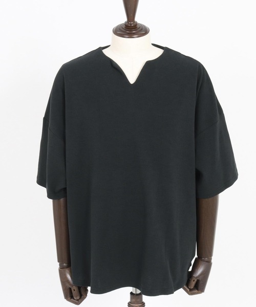 CAMBIO(カンビオ)の「mt9419- Span Fraise Short Sleeve Key Neck Cut Sew カットソー(Tシャツ/カットソー・メンズ・ホワイト/ブラック/チャコール・S/M/L)」の10枚目の写真