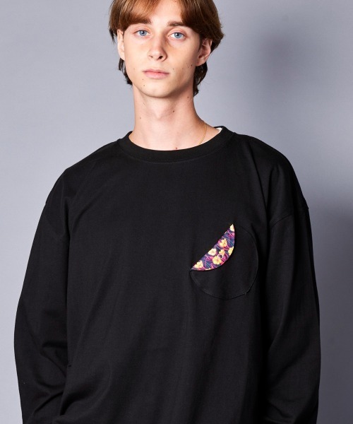 rehacer(レアセル)の「rehacer : 80`S Flower Pocket L/S CS / エイティーズ フラワーポケットロングスリーブ カットソー(Tシャツ/カットソー・メンズ・ブラック/ホワイト・SMALL/MEDIUM/LARGE/X-LARGE)」の2枚目の写真