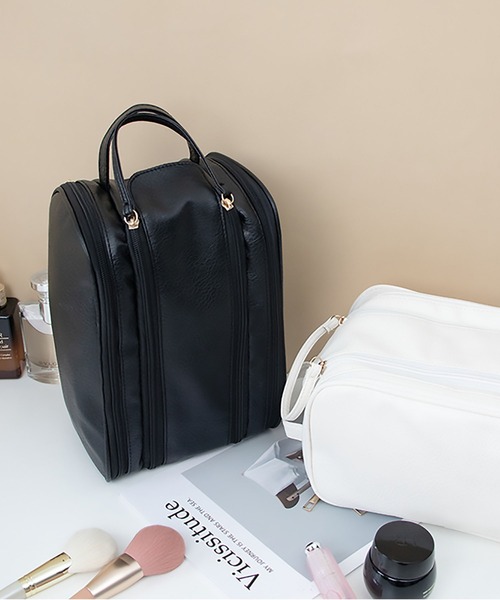 LA VORAGINE（ラ ヴォラジネ）の「仕切り大容量メイク収納ポーチ（ポーチ・レディース・ピンク/ホワイト/ベージュ/ブラック・FREE）」の8枚目の写真