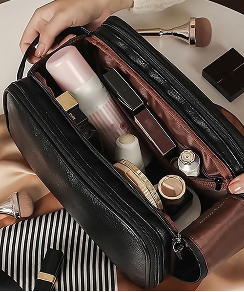 LA VORAGINE（ラ ヴォラジネ）の「仕切り大容量メイク収納ポーチ（ポーチ・レディース・ピンク/ホワイト/ベージュ/ブラック・FREE）」の16枚目の写真