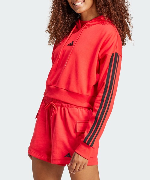 エッセンシャルズ スリーストライプス フレンチテリー クロップパーカー / アディダス adidas（パーカー）｜adidas（アディダス）