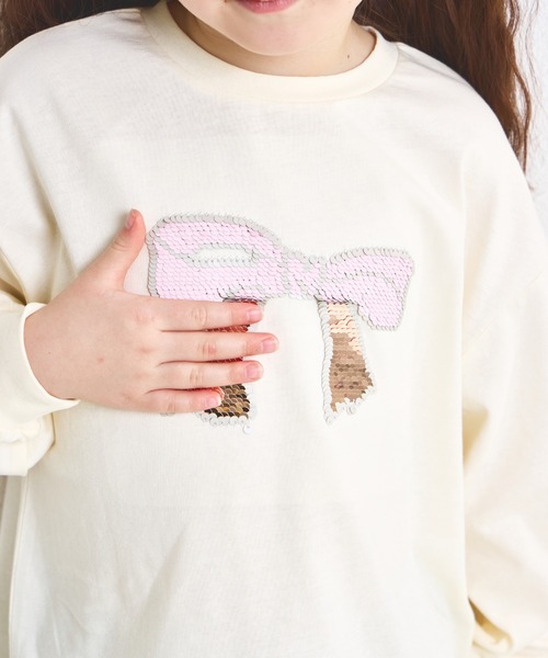 pairmanon（ペアマノン）の「【綿100%】デザインが変わる モチーフスパンコール 長袖Tシャツ（Tシャツ/カットソー・キッズ・ホワイト系その他/ベージュ系その他/ブラック系その他・130/90/110/100/120/150/140）」の5枚目の写真