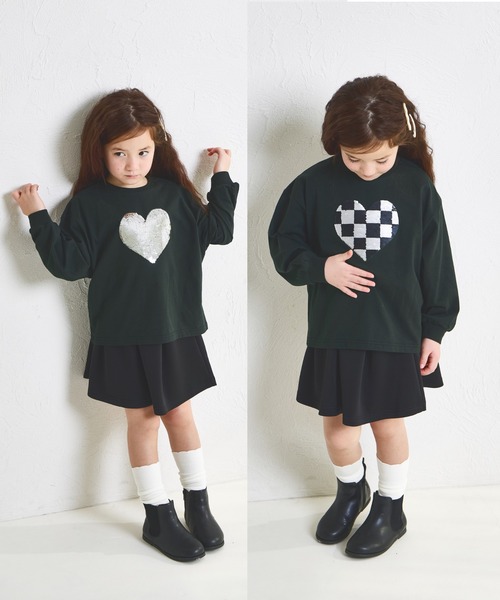 pairmanon（ペアマノン）の「【綿100%】デザインが変わる モチーフスパンコール 長袖Tシャツ（Tシャツ/カットソー・キッズ・ホワイト系その他/ベージュ系その他/ブラック系その他・130/90/110/100/120/150/140）」の10枚目の写真