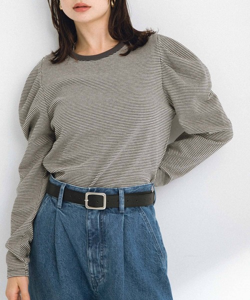 URBAN RESEARCH Sonny Label(アーバンリサーチサニーレーベル)の「パフスリーブフライス/ジャガードロングTシャツ(Tシャツ/カットソー・レディース・その他1/オフホワイト/ブラック・FREE)」の3枚目の写真