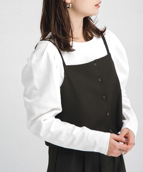 URBAN RESEARCH Sonny Label(アーバンリサーチサニーレーベル)の「パフスリーブフライス/ジャガードロングTシャツ(Tシャツ/カットソー・レディース・その他1/オフホワイト/ブラック・FREE)」の4枚目の写真