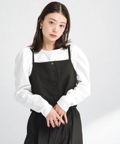 URBAN RESEARCH Sonny Label(アーバンリサーチサニーレーベル)の「パフスリーブフライス/ジャガードロングTシャツ(Tシャツ/カットソー・レディース・その他1/オフホワイト/ブラック・FREE)」の6枚目の写真