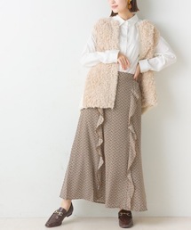 ラッフルフリル レトロプリント ロングスカート