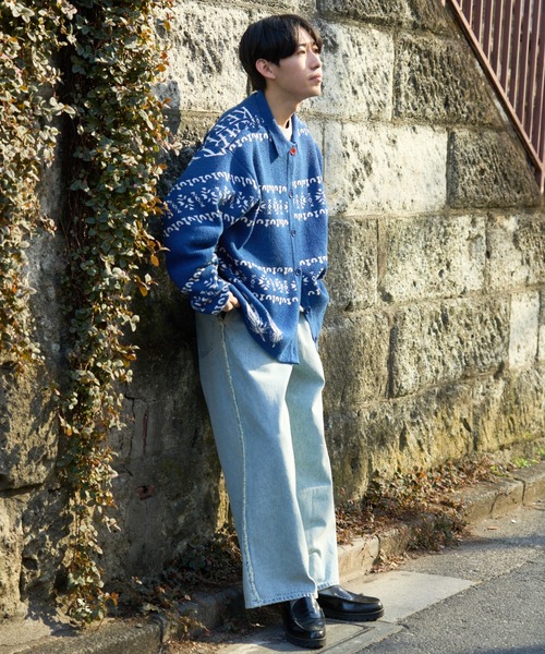 SOUNDSGOOOOD（サウンズグッド）の「【SOUNDS GOOOOD】チロリアンブークレニットポロカーディガン（ニット/セーター・レディース・ブルー/レッド・ONE SIZE）」の5枚目の写真