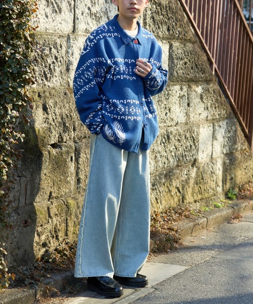 SOUNDSGOOOOD（サウンズグッド）の「【SOUNDS GOOOOD】チロリアンブークレニットポロカーディガン（ニット/セーター・レディース・ブルー/レッド・ONE SIZE）」の11枚目の写真