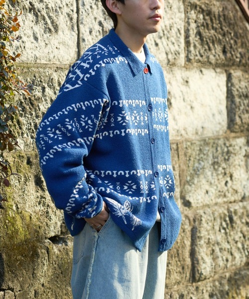 SOUNDSGOOOOD（サウンズグッド）の「【SOUNDS GOOOOD】チロリアンブークレニットポロカーディガン（ニット/セーター・レディース・ブルー/レッド・ONE SIZE）」の10枚目の写真