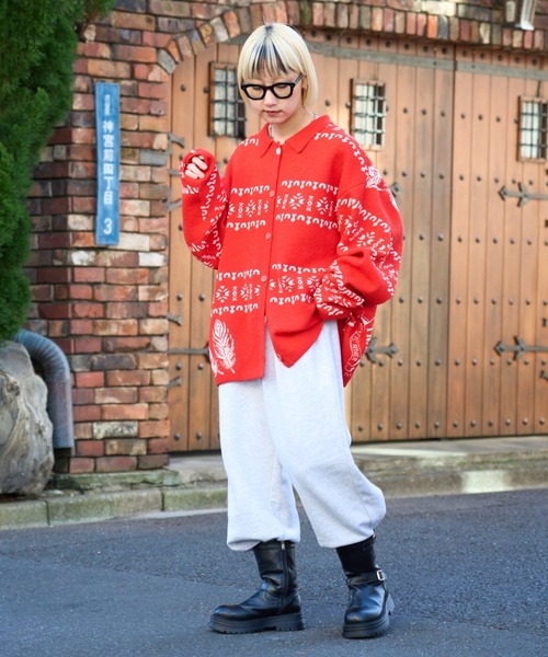 SOUNDSGOOOOD（サウンズグッド）の「【SOUNDS GOOOOD】チロリアンブークレニットポロカーディガン（ニット/セーター・レディース・ブルー/レッド・ONE SIZE）」の17枚目の写真