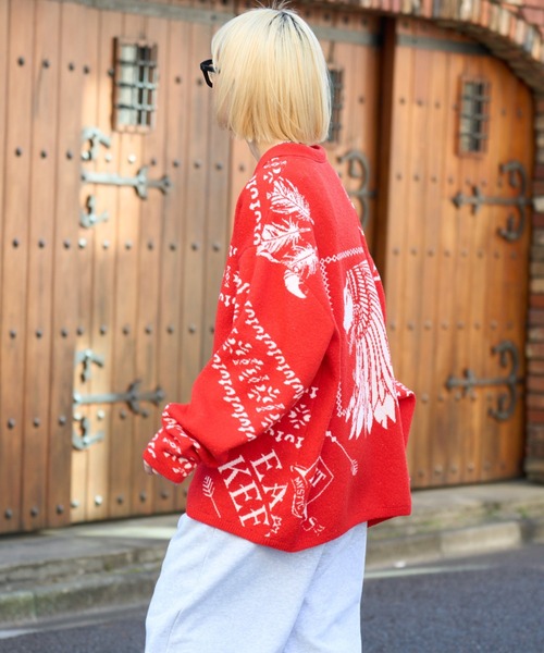 SOUNDSGOOOOD（サウンズグッド）の「【SOUNDS GOOOOD】チロリアンブークレニットポロカーディガン（ニット/セーター・レディース・ブルー/レッド・ONE SIZE）」の15枚目の写真