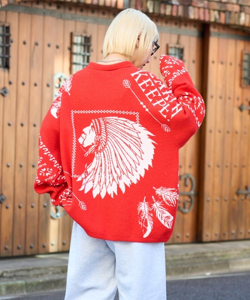 SOUNDSGOOOOD（サウンズグッド）の「【SOUNDS GOOOOD】チロリアンブークレニットポロカーディガン（ニット/セーター・レディース・ブルー/レッド・ONE SIZE）」の16枚目の写真