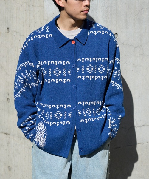 SOUNDSGOOOOD（サウンズグッド）の「【SOUNDS GOOOOD】チロリアンブークレニットポロカーディガン（ニット/セーター・レディース・ブルー/レッド・ONE SIZE）」の20枚目の写真