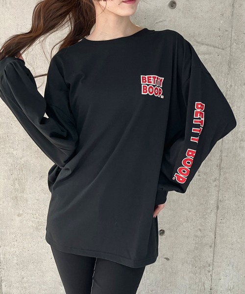 GLAMOROUS JANE(グラマラスジェーン)の「BETTY BOOPプリントプルオーバー(Tシャツ/カットソー・レディース・チャコールグレー/オフホワイト/ブラック・FREE)」の16枚目の写真