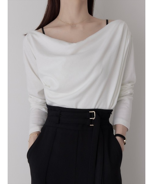 amel（エイメル）の「【RE ARRIVAL】ドレープデザイントップス / ホワイト（Tシャツ/カットソー・レディース・ホワイト・FREE）」の2枚目の写真