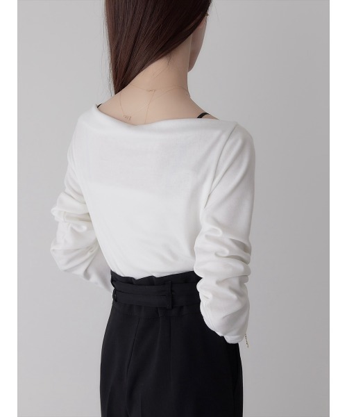 amel（エイメル）の「【RE ARRIVAL】ドレープデザイントップス / ホワイト（Tシャツ/カットソー・レディース・ホワイト・FREE）」の3枚目の写真