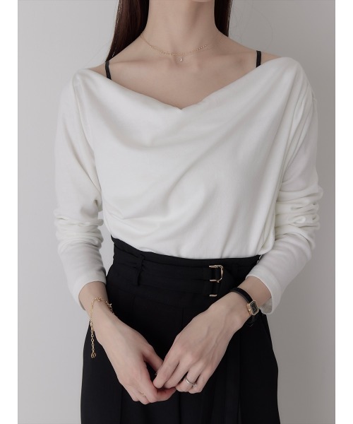 amel（エイメル）の「【RE ARRIVAL】ドレープデザイントップス / ホワイト（Tシャツ/カットソー・レディース・ホワイト・FREE）」の6枚目の写真