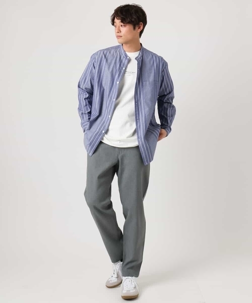 a.v.v(アーヴェヴェ)の「【洗濯機で洗える】ツイルワイドシルエットバンドカラーシャツ(シャツ/ブラウス・メンズ・ブルー/ブラック・46/48/50)」の22枚目の写真