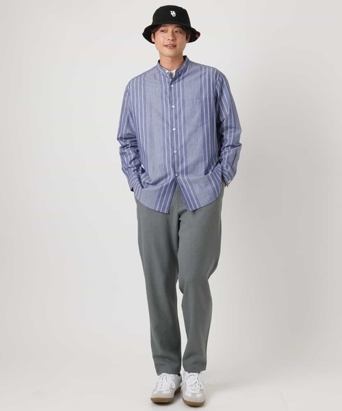 a.v.v(アーヴェヴェ)の「【洗濯機で洗える】ツイルワイドシルエットバンドカラーシャツ(シャツ/ブラウス・メンズ・ブルー/ブラック・46/48/50)」の20枚目の写真