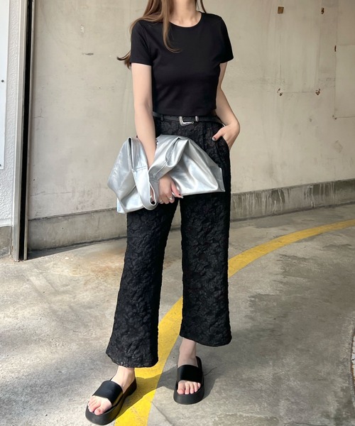 Futier land（フューティアランド）の「ジャガードフラワーパンツ（その他パンツ・レディース・グレー/ブラック・MEDIUM/LARGE）」の5枚目の写真