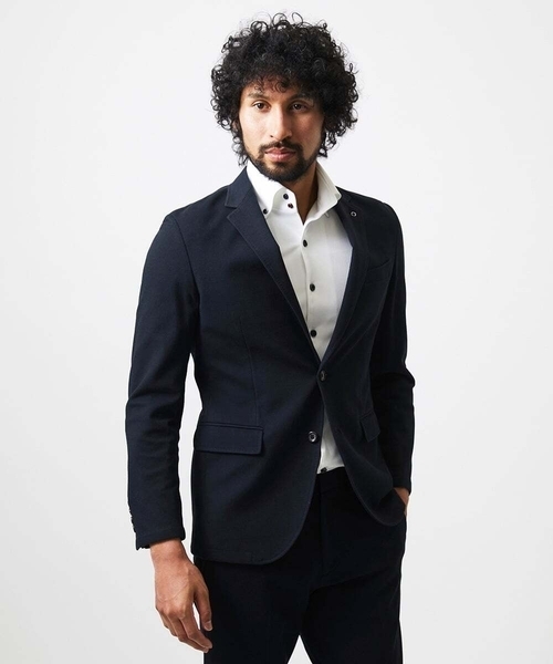 MICHEL KLEIN HOMME (ミッシェルクランオム)の「【セットアップ】ジャージテーラードジャケット(テーラードジャケット・メンズ・ブラック/ネイビー・MEDIUM/LARGE/X-LARGE)」の1枚目の写真